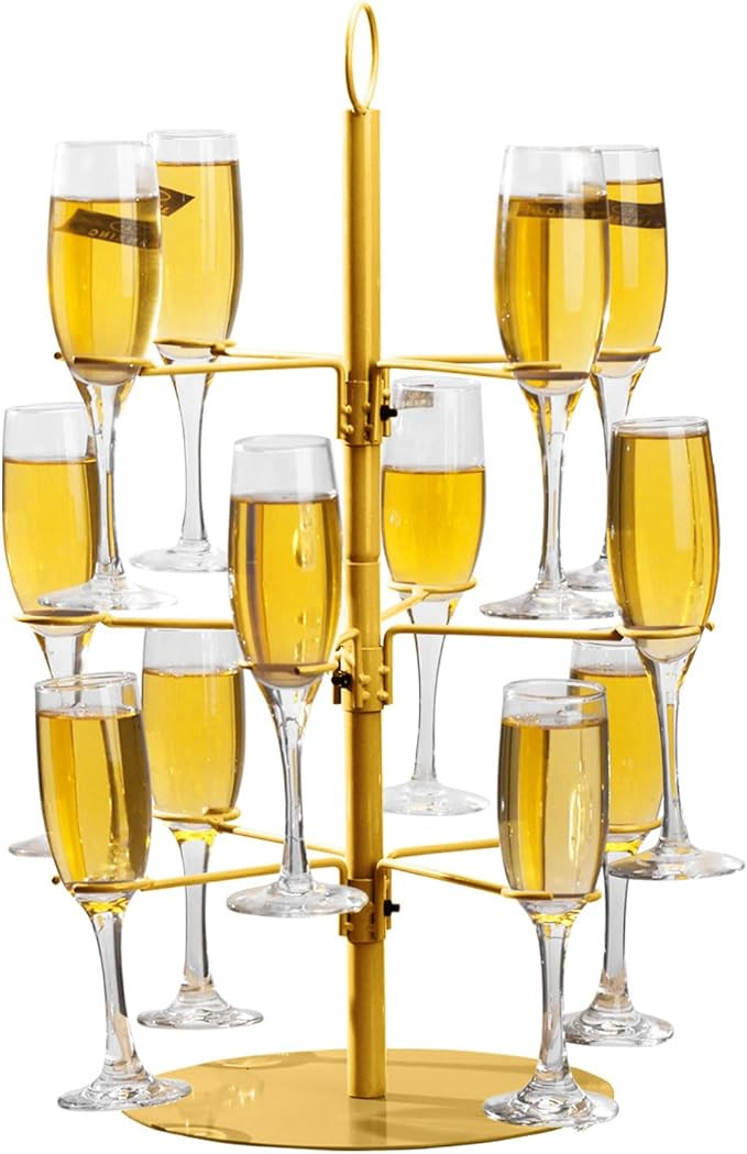 Champagne Tower Cocktail Tree Stand, Wine Glass Display For Drinks, 3 Tier - 12 Holders Champagne... | Amazon (US)