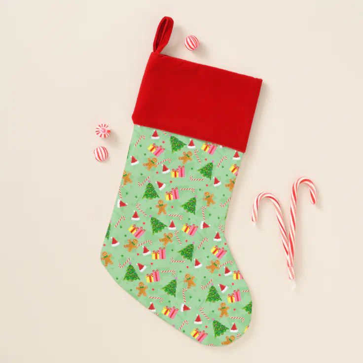Gingerbread And Candy Canes Christmas Stocking | Zazzle | Zazzle