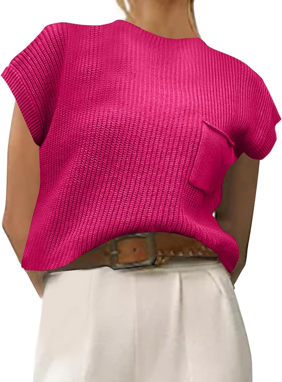 MISSACTIVER Women Vintage Sleeveless Knit Sweater Vest Loose Fit Mock Neck Cap Sleeve Casual Tank... | Amazon (US)