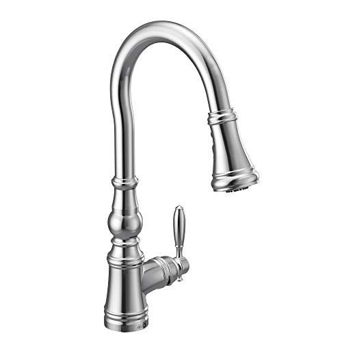 Moen S73004 Weymouth Shepherd's Hook Pulldown Kitchen Faucet Featuring Metal Wand with Power Boost,  | Amazon (US)