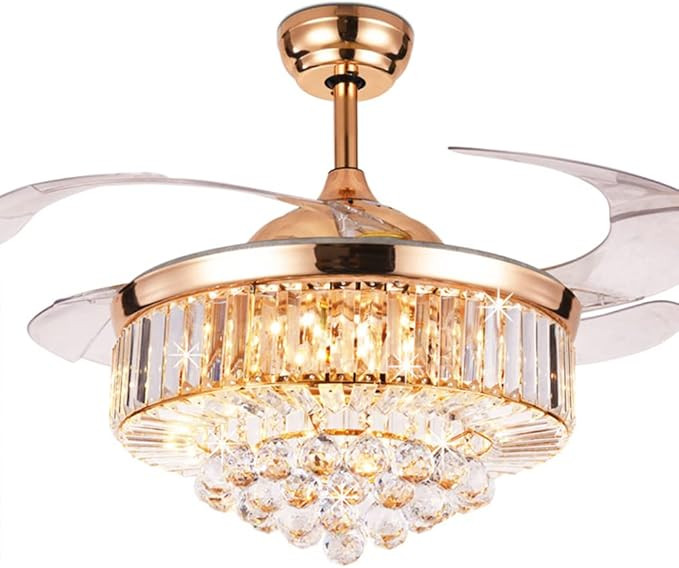 LUOLAX 42 Inch Modern Crystal Ceiling Fan Chandelier and Remote Control, 3 Color 3 Speeds Changes... | Amazon (US)