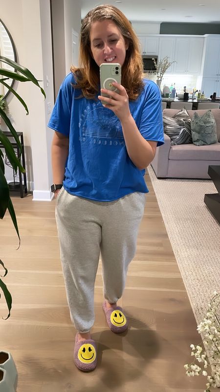 Aerie top - M
Old Navy Sweatpants - M
Walmart slippers - size 8

My sweatpants are 25% off today! Makes them only $18.75 in cart. Ends today! 

#LTKsalealert #LTKcurves