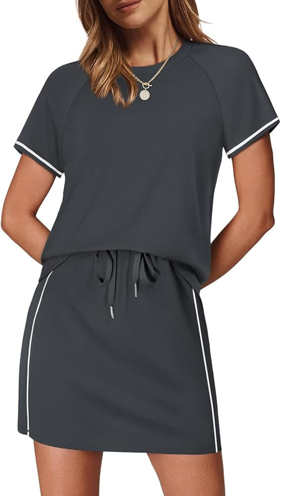 Sampeel 2 Piece Sets for Women Skirt Sets Summer Outfits Womens Clothing Set Travel Workout Skort... | Amazon (US)