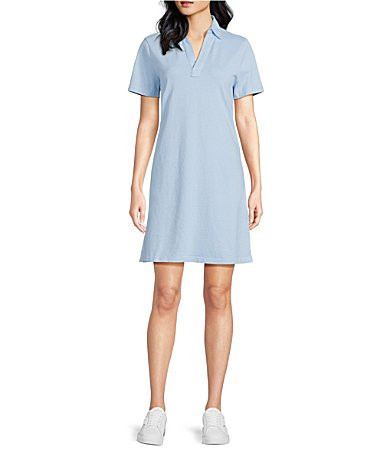 Southern Tide Demi Solid Collared V-Neck Short Sleeve Cotton Polo Dress - S | Dillard's