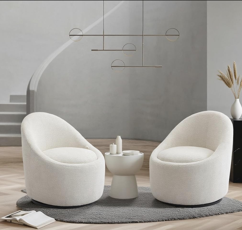Swivel Barrel Accent Chair Set of 2, 360 with Hidden Storage, Modern Small Round Accent Chair for... | Amazon (US)