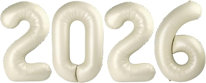 2026 Balloon Numbers - 40 Inch Cream New Years Eve Party Supplies 2026, Nye Decor Party Decoratio... | Amazon (US)