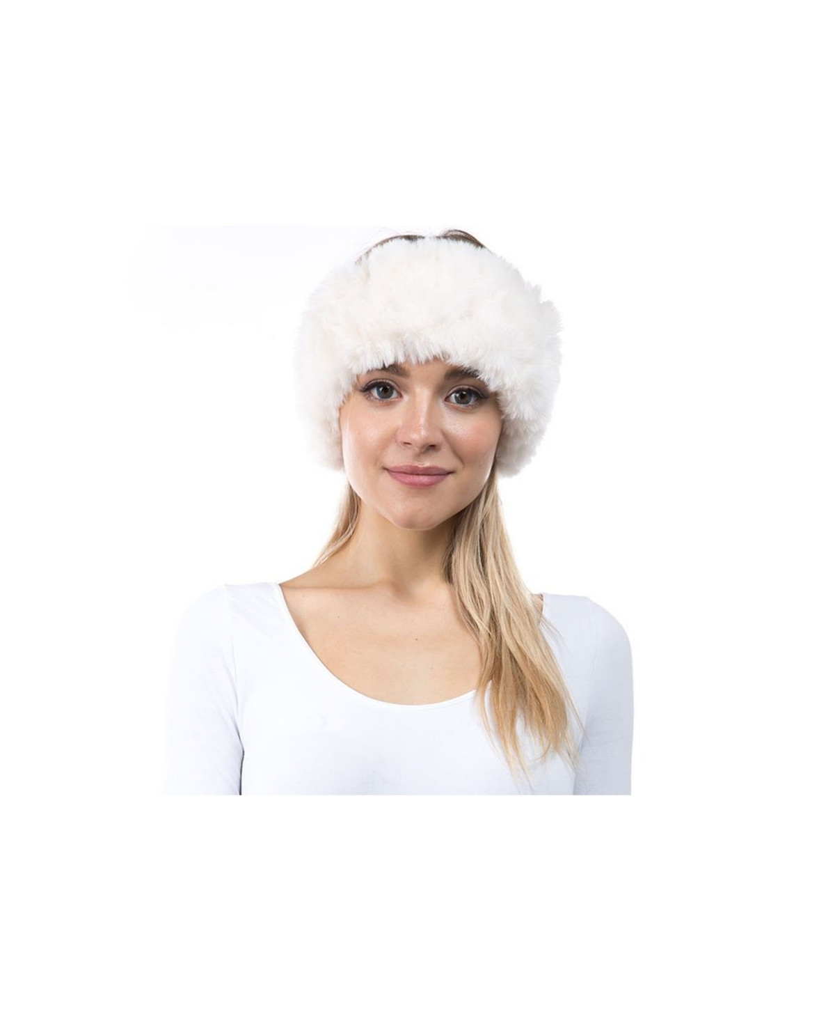 Marcus Adler Women's Plush Faux Fur Stretch Headband - Ivory | Macy's