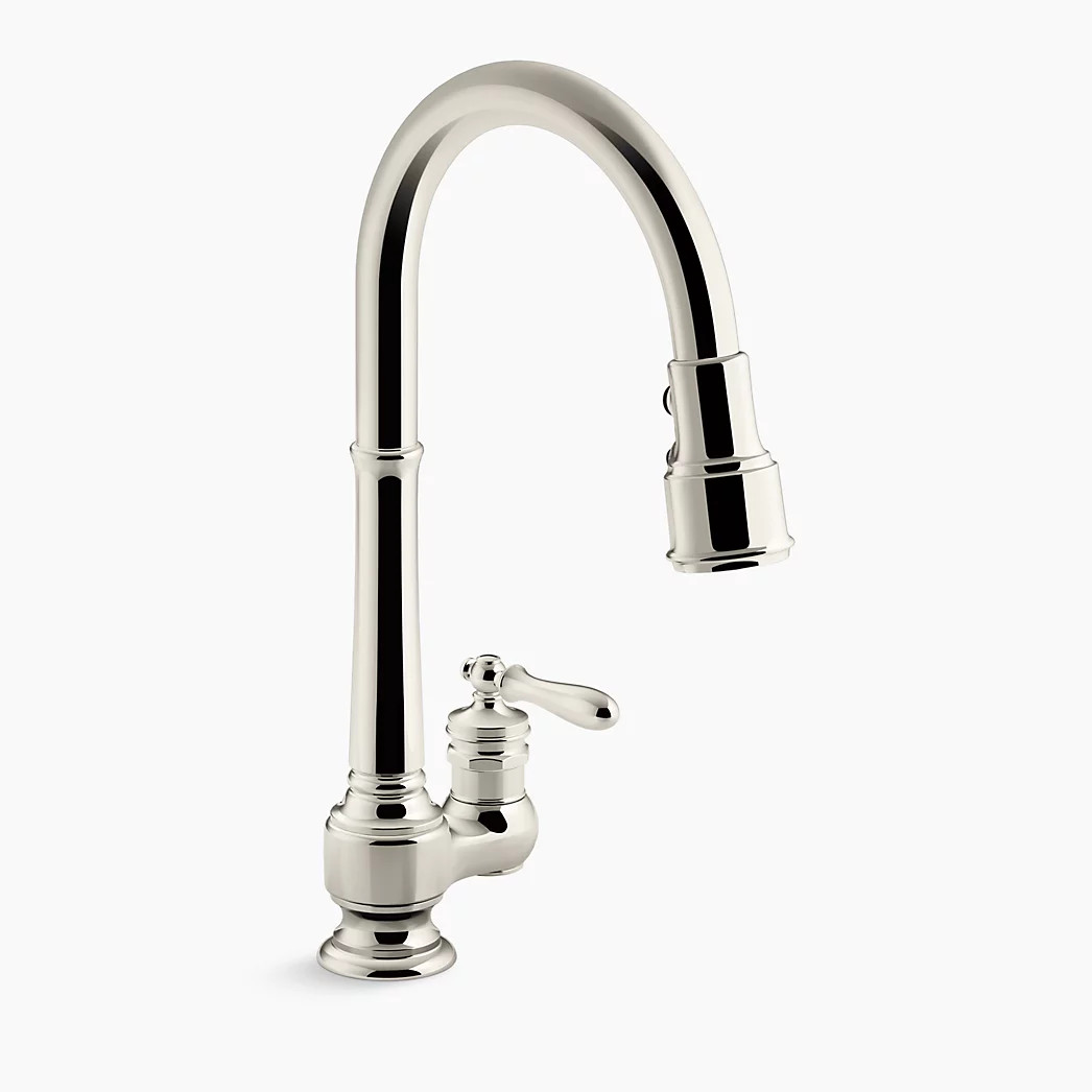 Pull-down kitchen sink faucet with three-function sprayhead | Kohler
