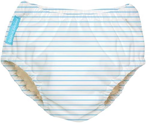 Charlie Banana Baby Reusable and Washable Swim Diaper for Boys or Girls, Pencil Stripes Blue, Large | Amazon (US)