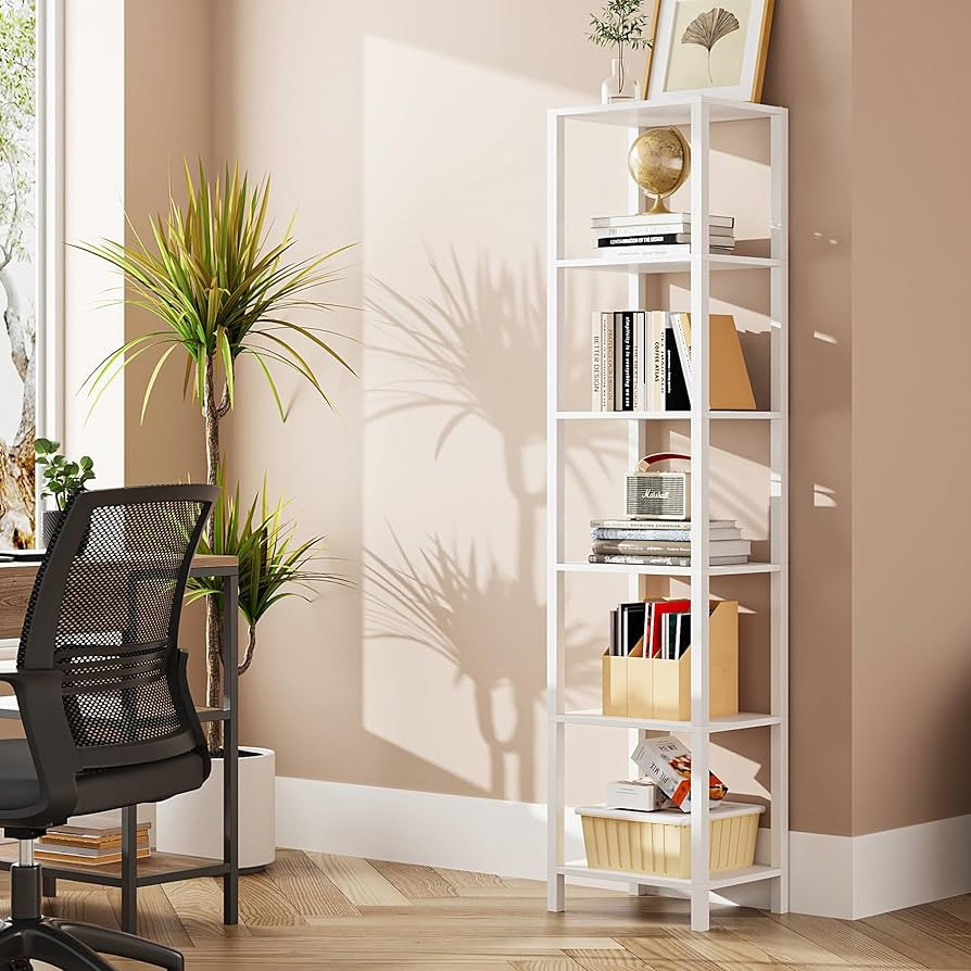TUTOTAK Bookshelf, 6-Tier Tall Book Shelf, Narrow Bookcase for Small Space, DIY Stackable Bookshe... | Amazon (US)