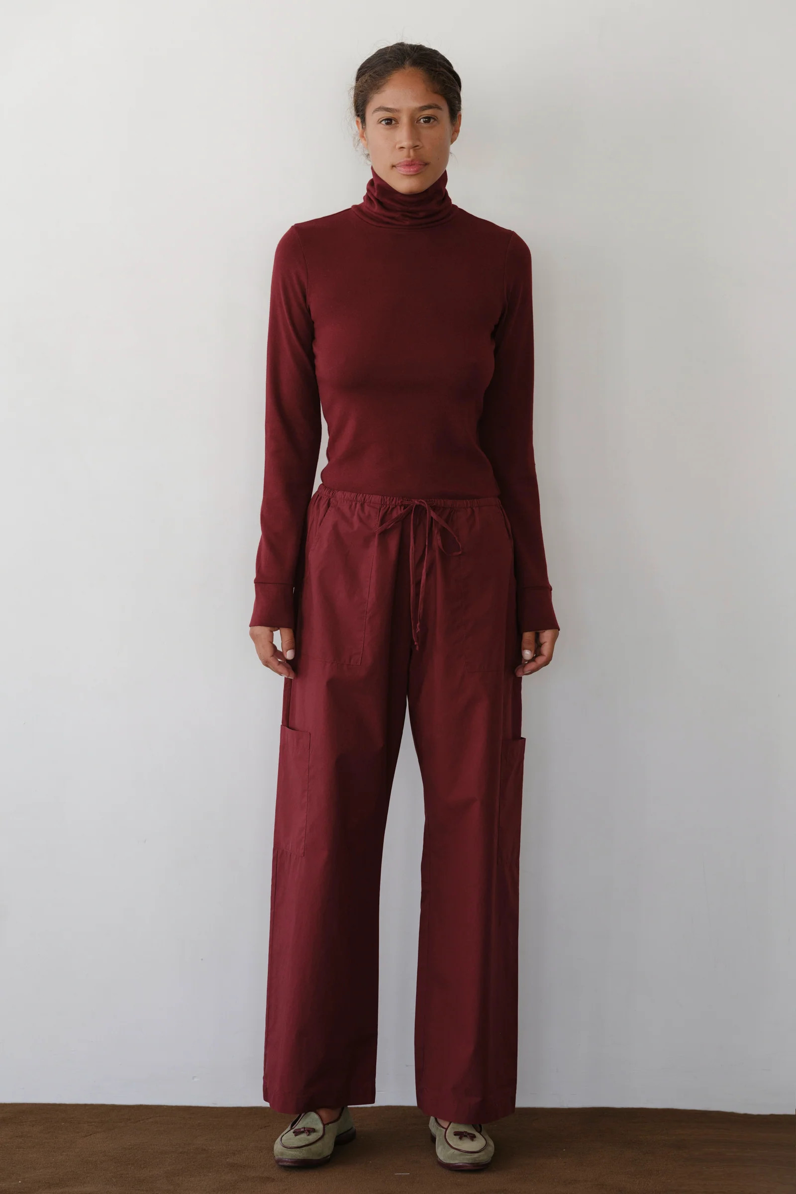 The Pop Drawstring Cargo Pant Oxblood | DONNI.