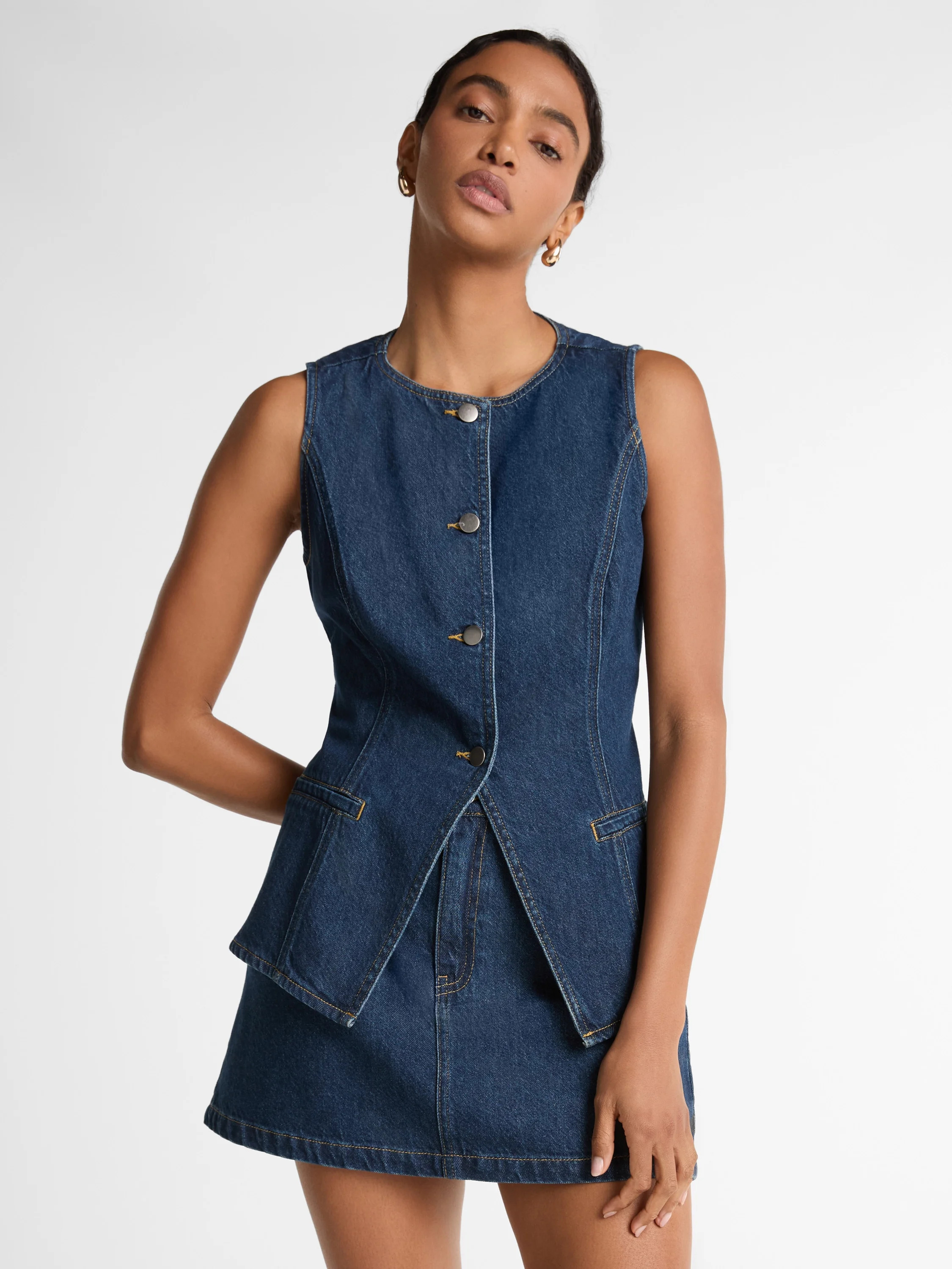 Scoop Women’s Denim Vest and Mini Skirt Set, 2-Piece, Sizes XS-XXL | Walmart (US)