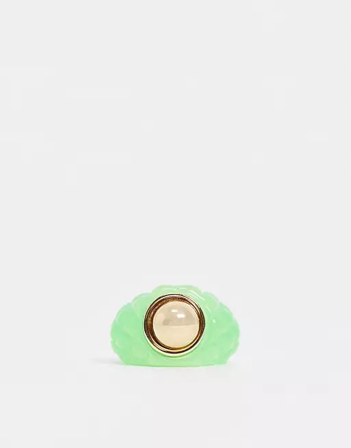 ASOS DESIGN ring in studded texture plastic resin in green | ASOS (Global)