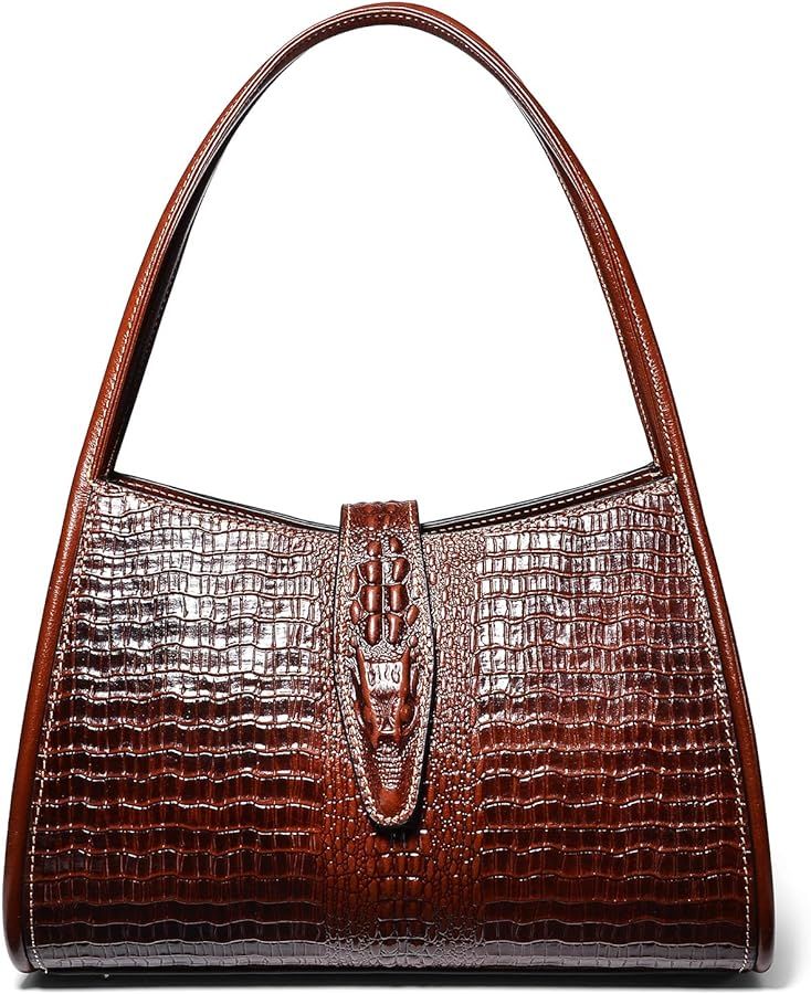 PIJUSHI Designer Shoulder Purses Crocodile Handbags for Women Leather Hobo Shoulder Bags | Amazon (US)
