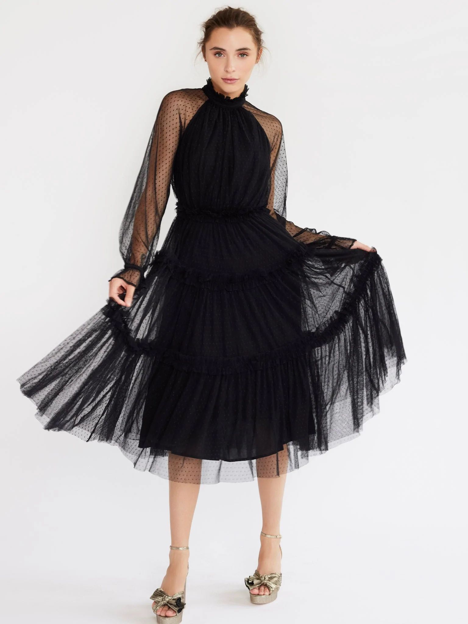 Shop Mille - Gabrielle Dress in Black Tulle | Mille