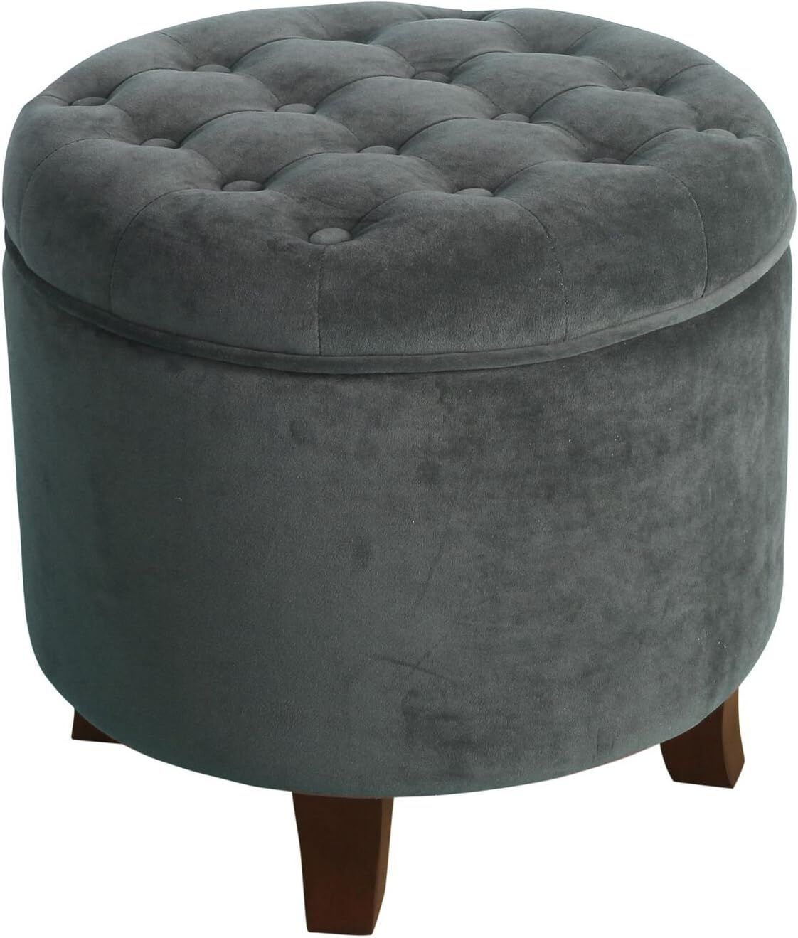 HomePop by Kinfine Fabric Upholstered Round Storage Ottoman - Velvet Button Tufted Ottoman with R... | Amazon (US)
