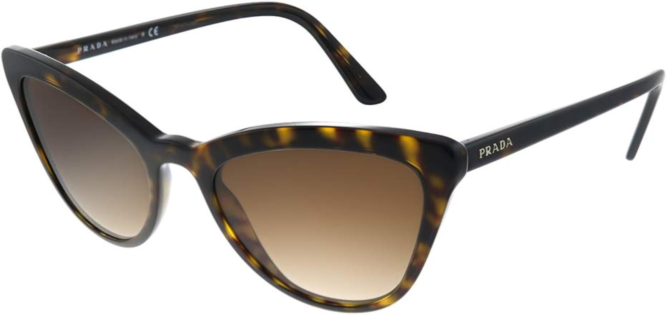 Prada Catwalk PR 01VS 2AU6S1 Havana Plastic Cat-Eye Sunglasses Brown Gradient Lens | Amazon (US)