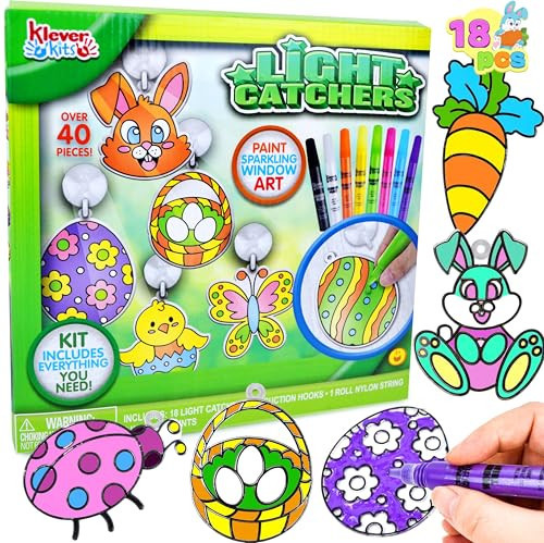 Klever Kits 18 Pcs Easter Suncatchers Crafts Set, Suncatcher Window Art Craft Kit for Kids Art & Home School Activities Party Favor Easter Party Supplies | Amazon (US)