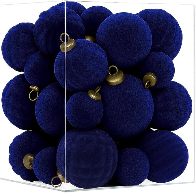 XmasExp 36PCS Velvet Christmas Ornaments Set Mixed Flocked Balls Ornaments Shatterproof Christmas... | Amazon (US)