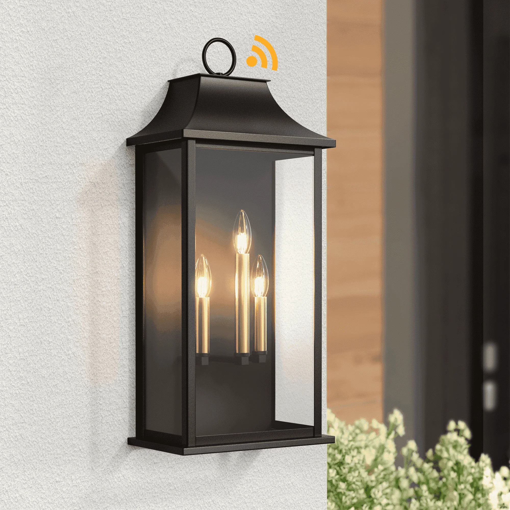 Maxax Dusk to Dawn Outdoor Wall Sconce, 3-Light, 25-Inch Black Weatherproof Wall Lantern for Porc... | Walmart (US)