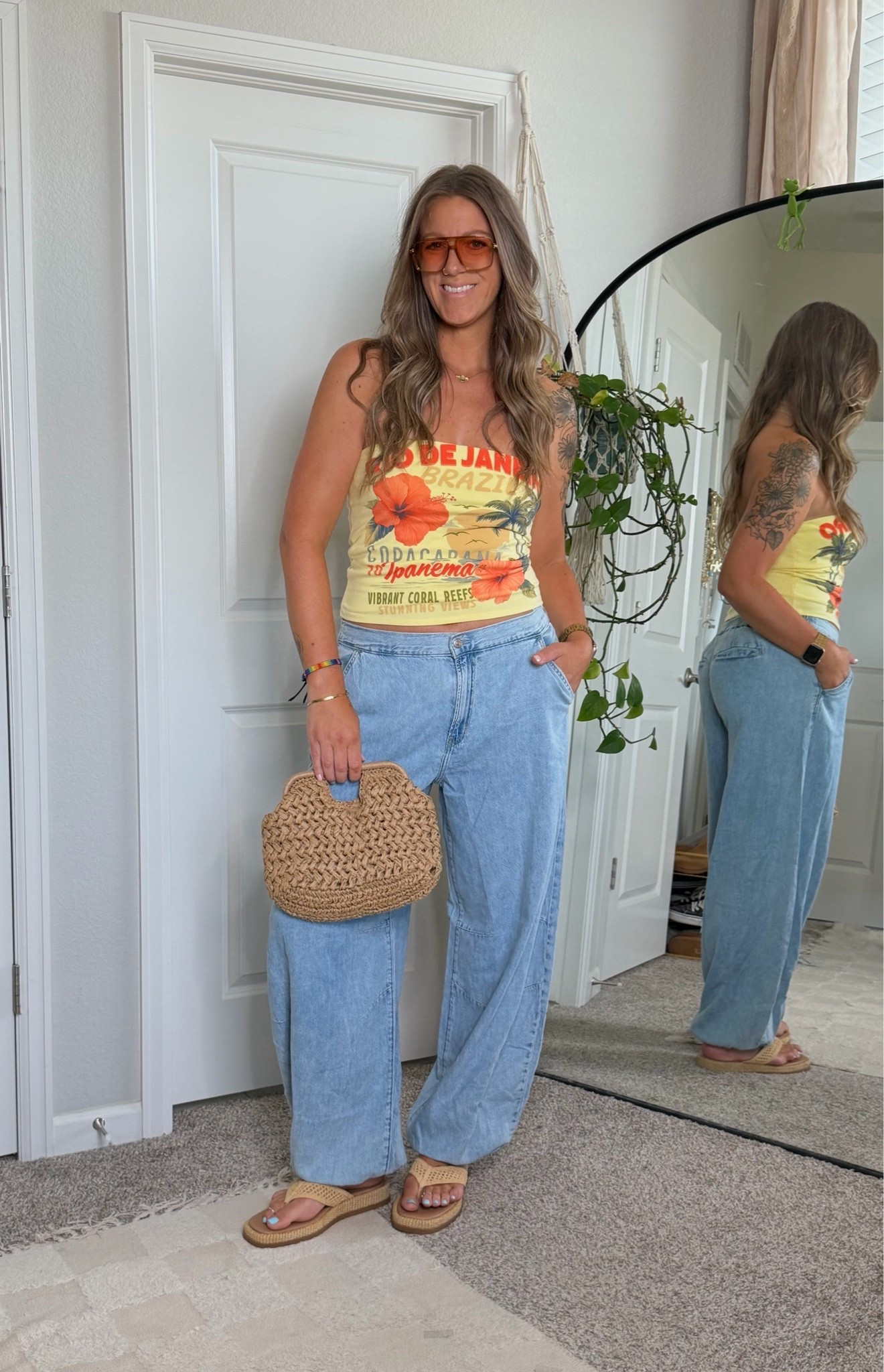 Large top, 32 tall jeans, 11 sandals  (US & 🇨🇦 links saved)

#LTKTall #LTKOver40 #LTKSaleAlert