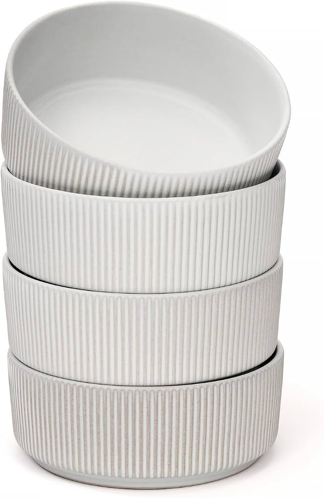 OTAGO 6" Bowls Set of 4, Ribbed Stoneware Bowls with Unique Handcrafted Reactive Glaze, Matte Cer... | Amazon (US)