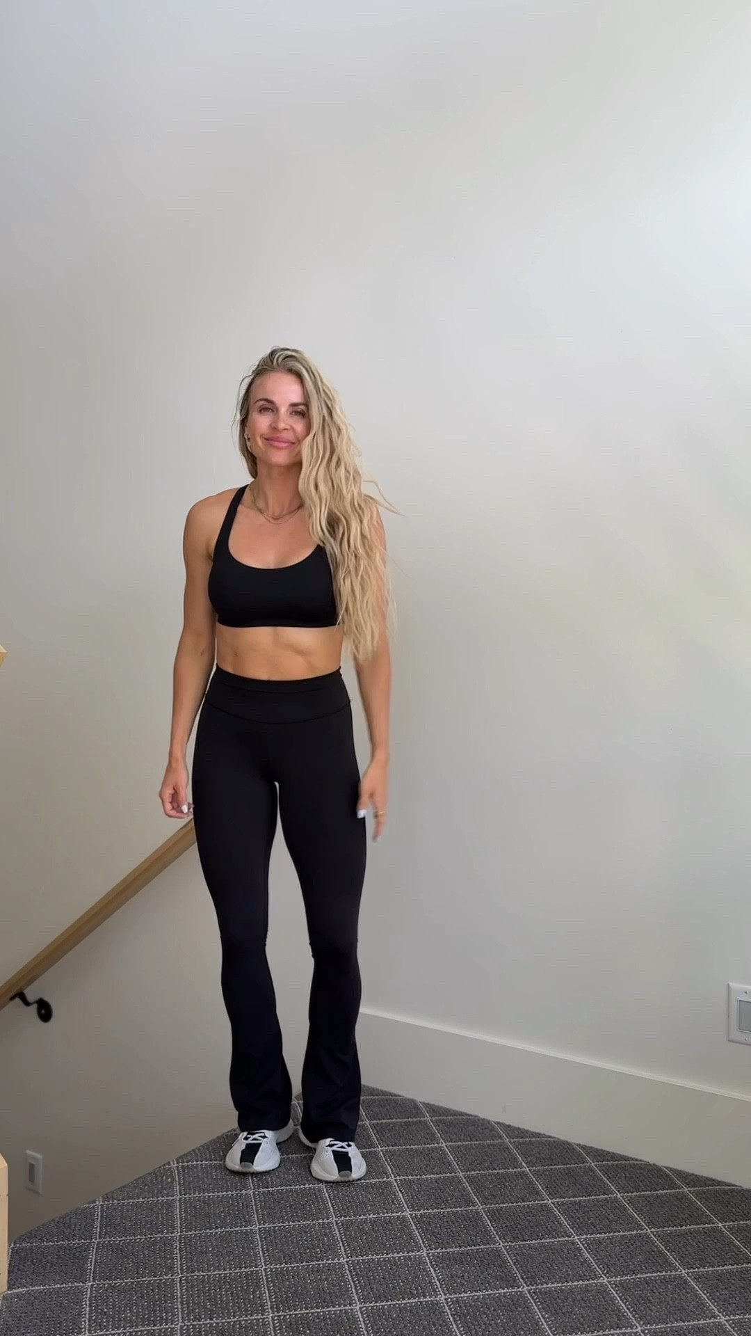 •Wearing a 6 in bottoms 
•S/M in bra. This style is NEW and incredibly soft. Light support. Could size down if between sizes. 
•shoes TTS 
•jacket this is an 8- I have this style in a 6s too. 