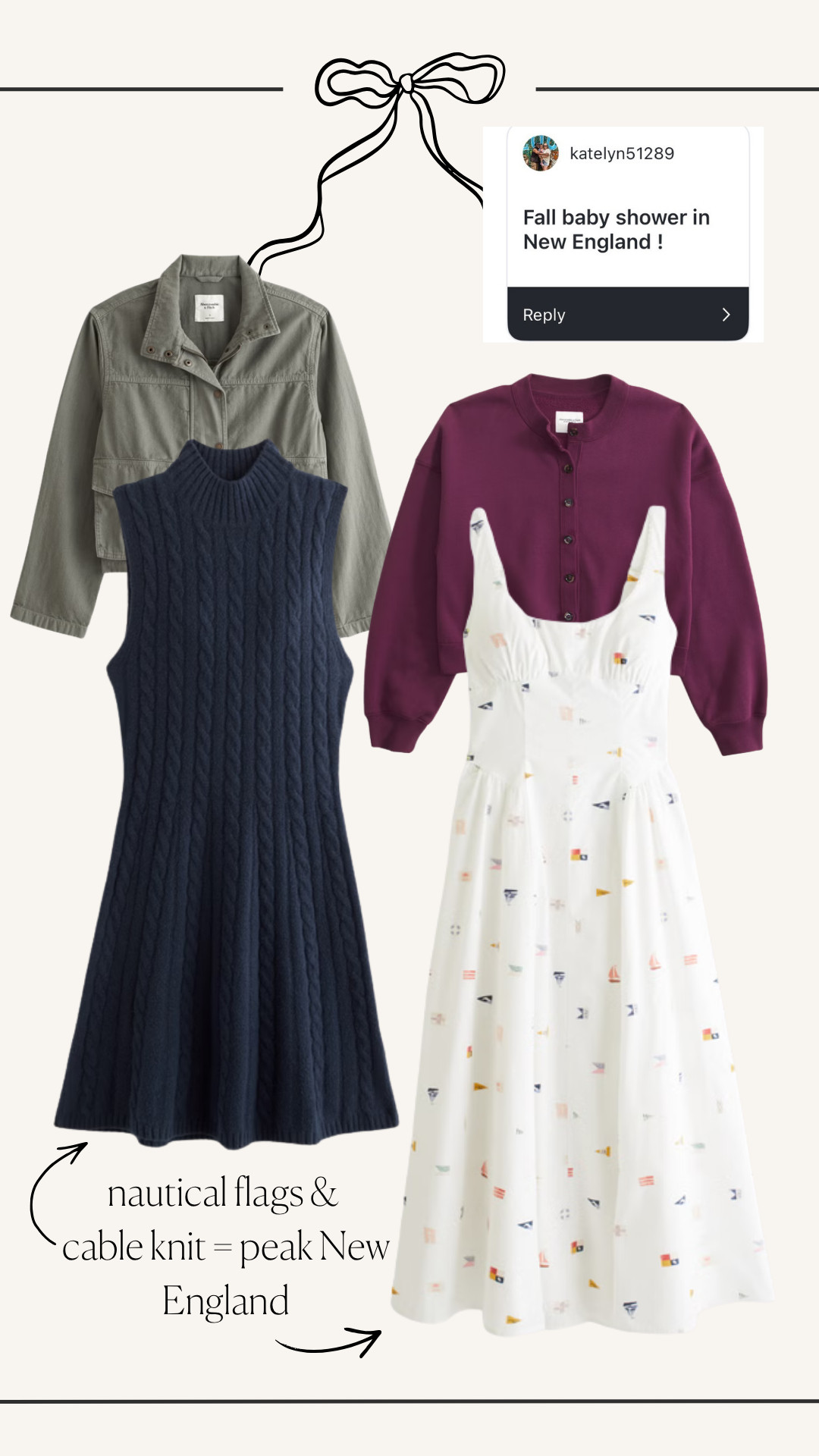 If the baby shower has a New England dress code… ⚓️🍂

New England baby shower outfit, fall baby shower outfit, baby shower guest outfit, New England style, New England fashion, coastal New England style, nautical outfit, nautical fashion, fall wedding guest outfit, fall occasion outfit, baby shower dress, cable knit dress, sweater dress, fall dress outfit, coastal grandmother style, classic fall fashion, preppy fall outfit, New England preppy style, autumn outfit ideas, midsize fashion, midsize mom style, mom fashion 

 #LTKootd #LTKMidsize #LTKWorkwear