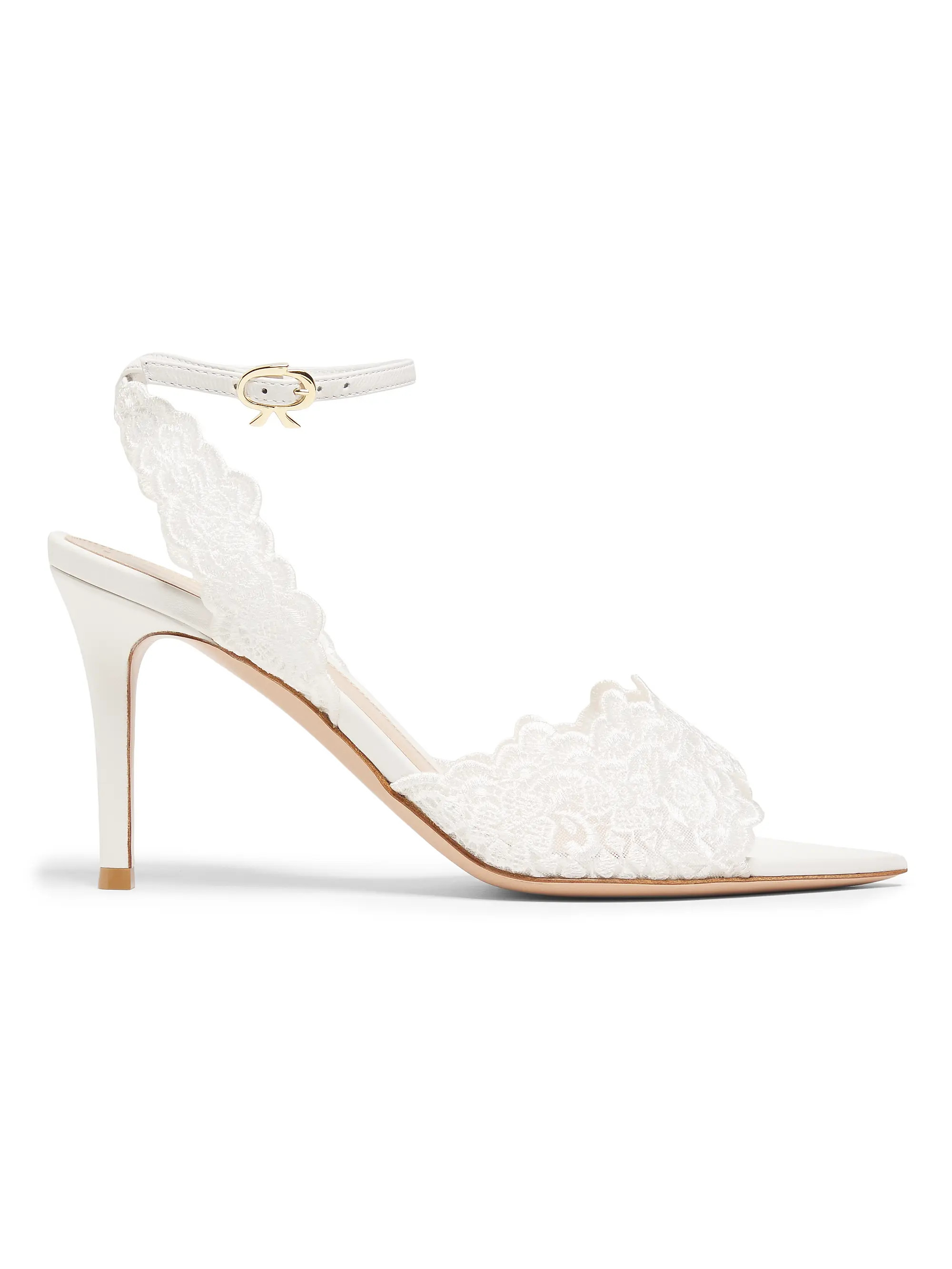 Gianvito Rossi Yvonne 80MM Mesh Lace Sandals | Saks Fifth Avenue | Saks Fifth Avenue