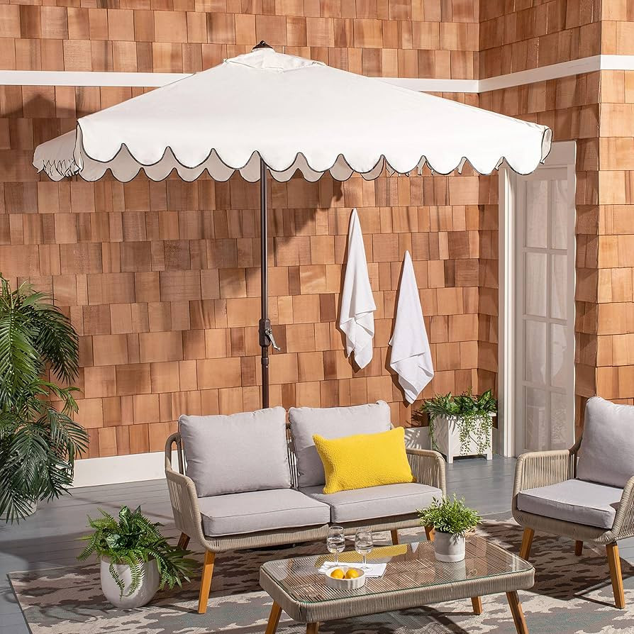 Safavieh PAT8410E Outdoor Venice White and Black 7'6" Square Crank UV Protected Umbrella | Amazon (US)