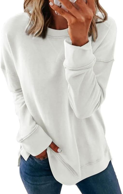 Dokotoo Women's Casual Crew Neck Sweatshirt Loose Soft Long Sleeve Pullover Tops | Amazon (US)