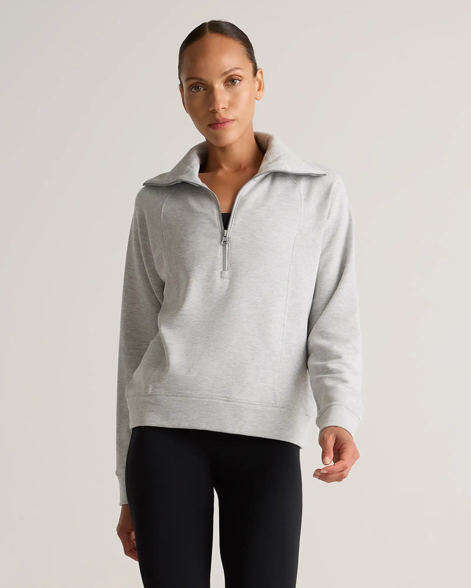 SuperSoft Fleece Half Zip in Heather Grey | Quince