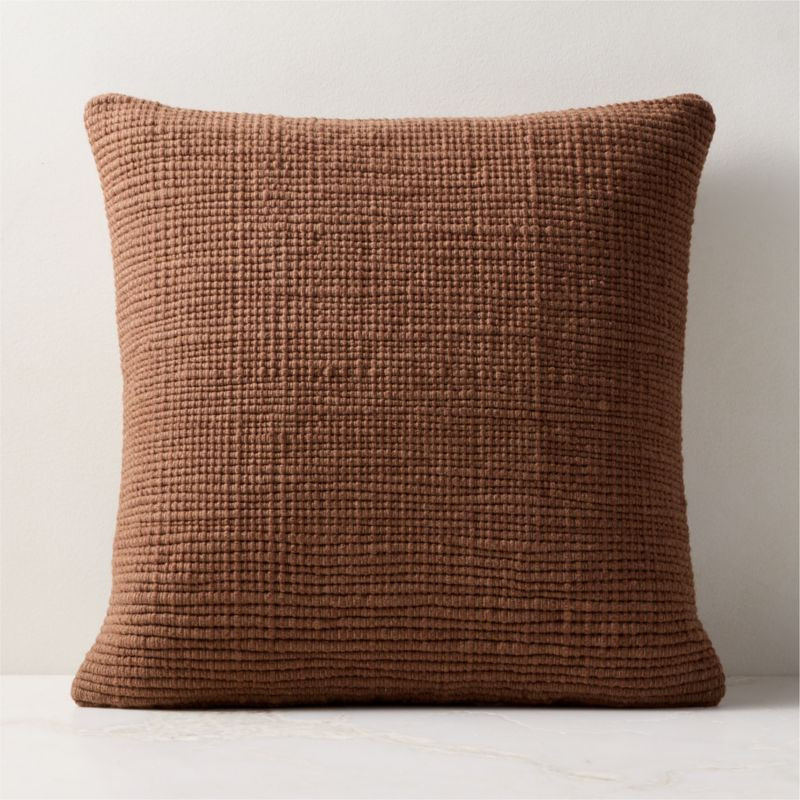Monira Handwoven Camel Chunky Wool and Cotton Throw Pillow with Down-Alternative Insert 20"x20" | CB2