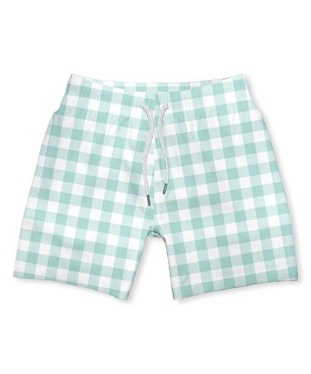 Mint Gingham Swim Trunks - Infant, Toddler & Boys | Zulily