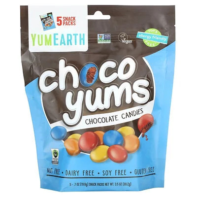 YumEarth, Choco Yums, Chocolate Candies, 5 Snack Packs, 0.7 oz (19.8 g) Each | iHerb