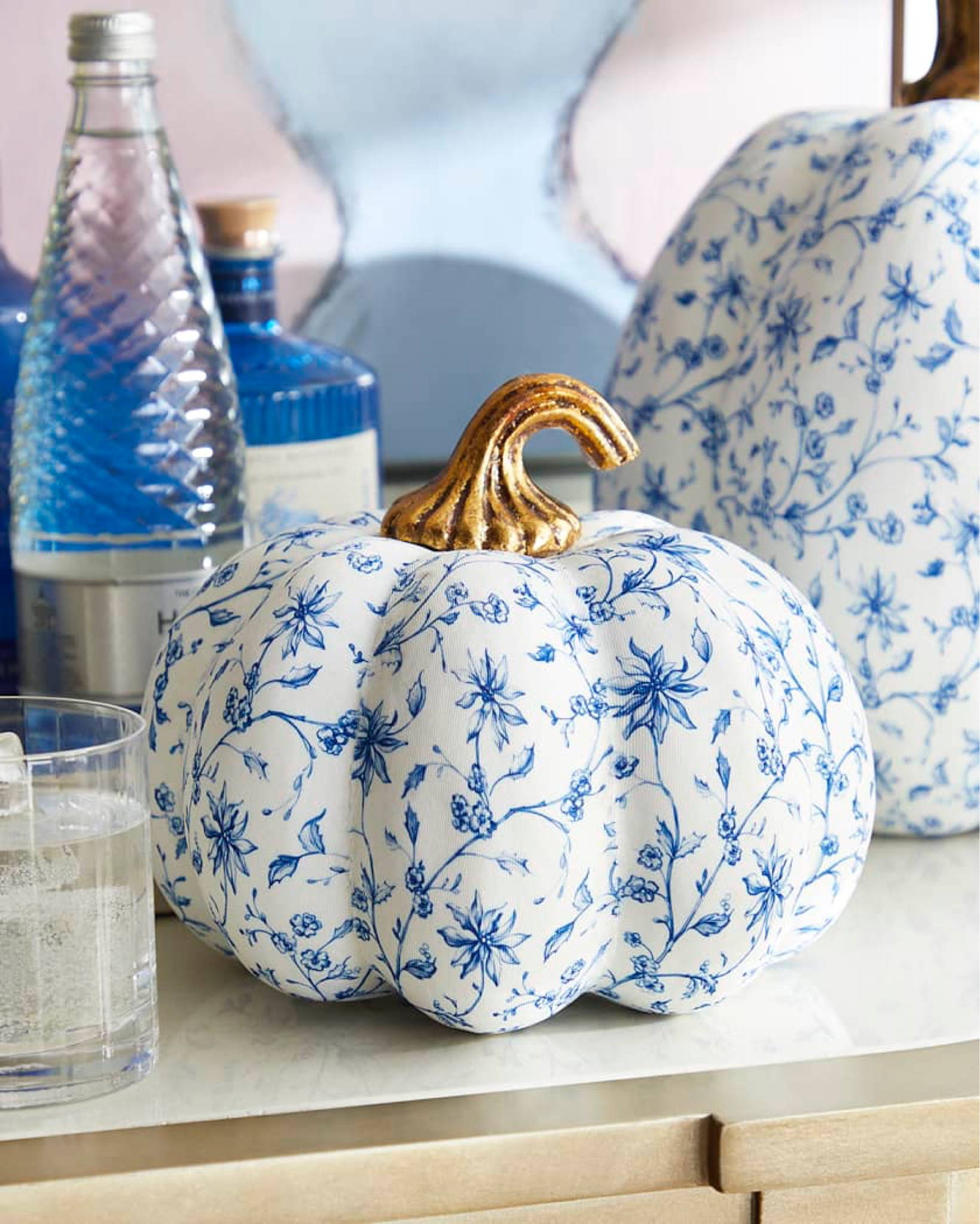 Blue and white chinoiserie pumpkins, fall decor grandmillennial decor 

#LTKunder50 #LTKhome #LTKsalealert