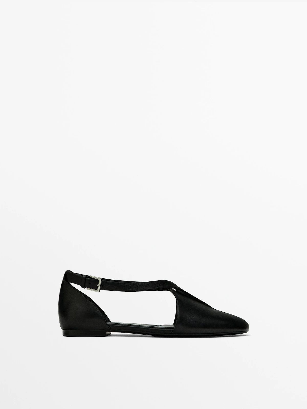 Flat cut-out slingback shoes with crossed detail | Massimo Dutti (US)