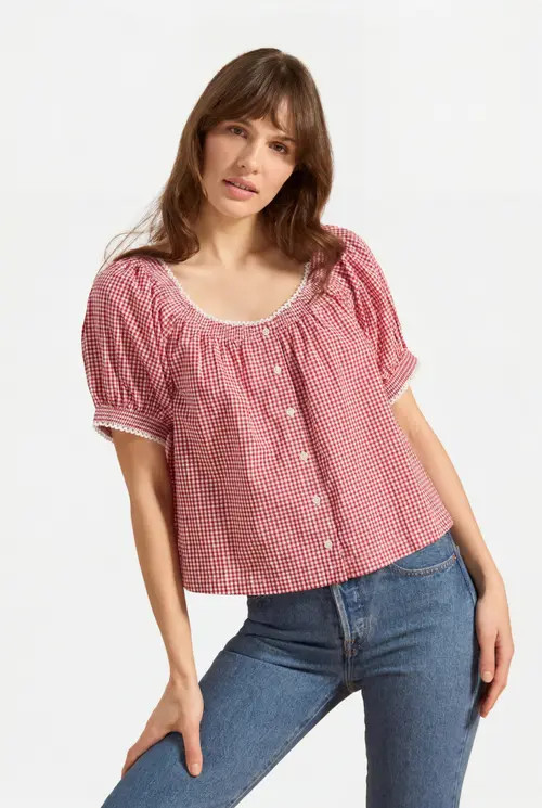 If Only If Caitlyn Blouse in Redcurrant Gingham at Nordstrom, Size Large | Nordstrom