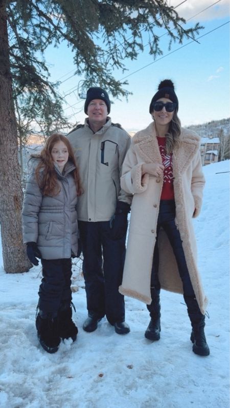 Winter outfit Idea family edition, what we wore in Aspen. Loving this coat so warm and chic my sweater is super comfortable. Abbie loves her new coat she won’t take it off. Everything fits true to size. 

#LTKfamily #LTKstyletip #LTKSeasonal