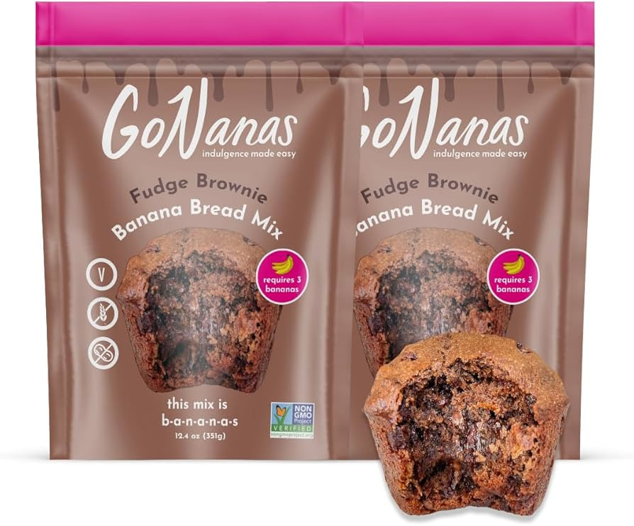 GoNanas Fudge Brownie Oat Flour Banana Bread Mix, Suitable for Plant Based Vegan Diets, Gluten Fr... | Amazon (US)