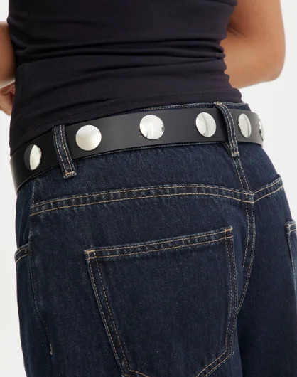 Statement Silver Stud Belt in Black/silver | Glassons | Glassons (Australia)