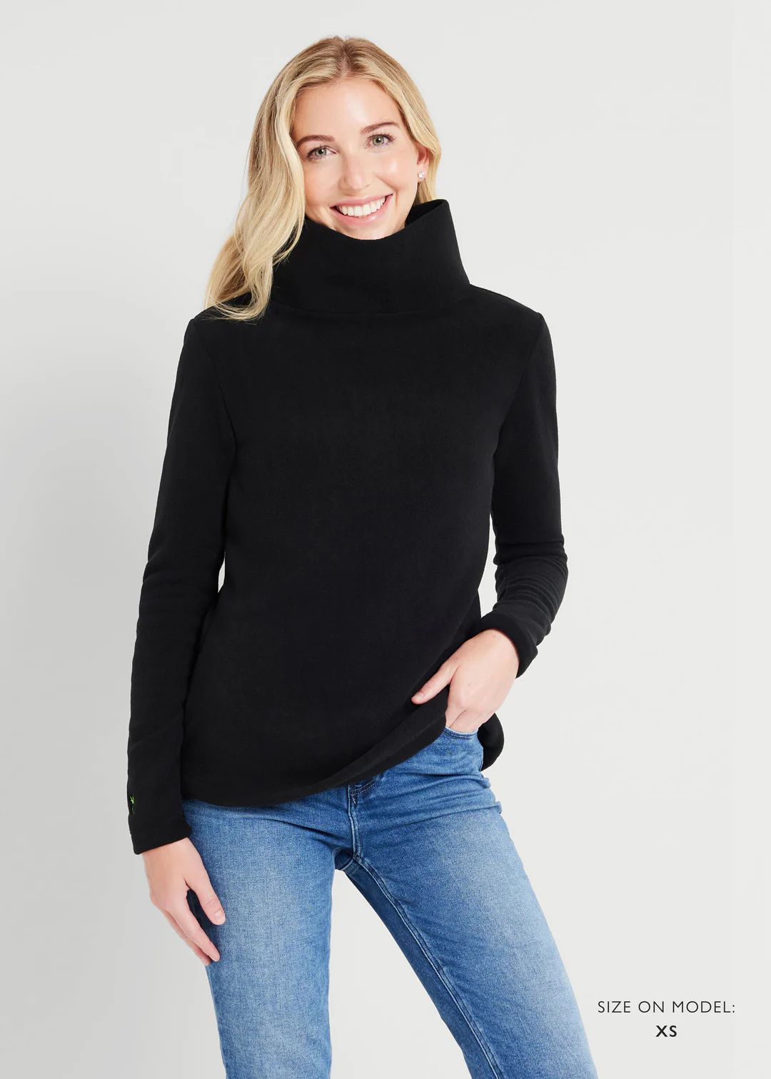 Greenpoint Turtleneck in Vello Fleece (Black) | Dudley Stephens