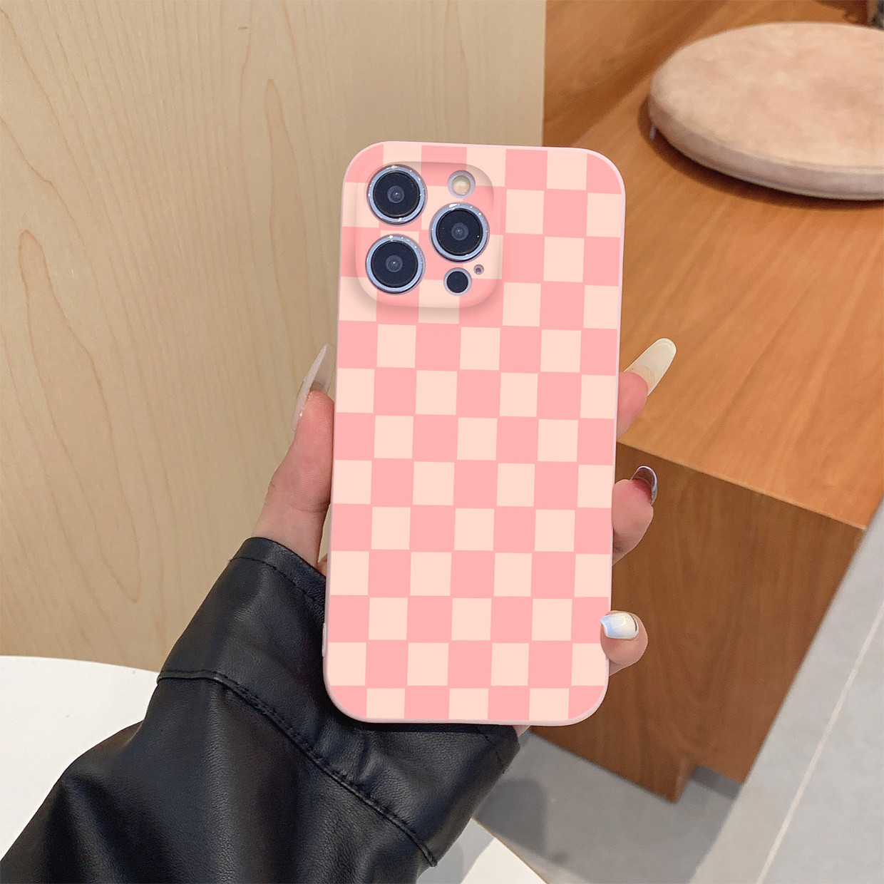 a pink checkered embossed phone case compatible iphone 13 - Temu | Temu Affiliate Program