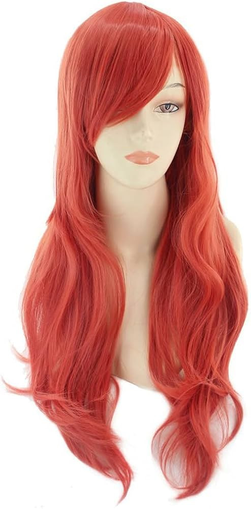 BERON Orange Womens Wig Long Curly Hair Wig for Girls Dark Orange Heat Resistant Synthetic Wigs f... | Amazon (US)