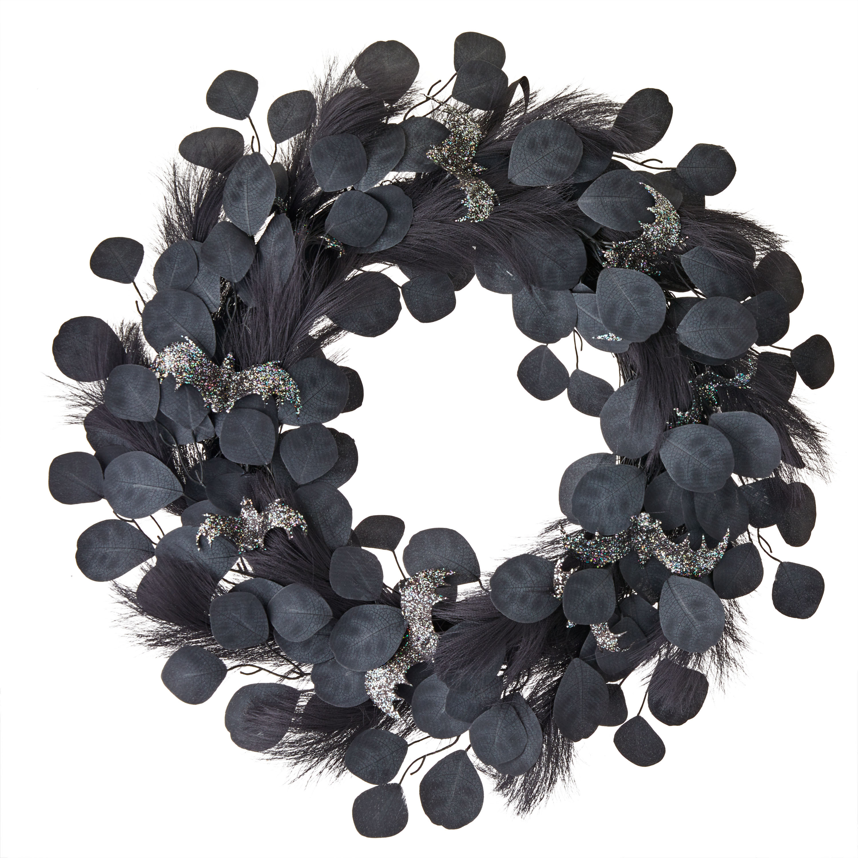 Halloween Black Bat Wreath Wall Décor by Way To Celebrate, 22" D - Walmart.com | Walmart (US)