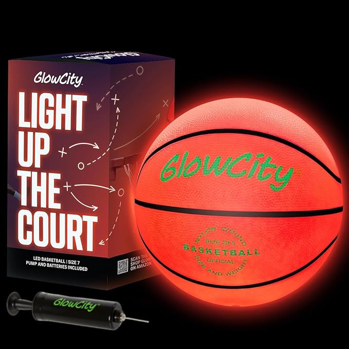 GlowCity Glow in The Dark Basketball - Sizes 5, 6, 7 Light Up Ball for Kids, Teens & Adults - Red... | Amazon (US)