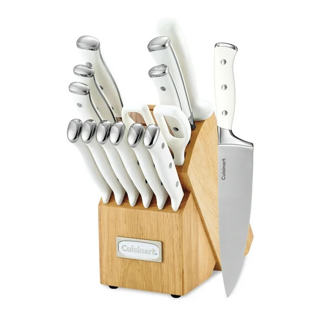 Cuisinart Classic Forged White Triple Rivet Knife Block Set, C77WTR-15P3 - Walmart.com | Walmart (US)