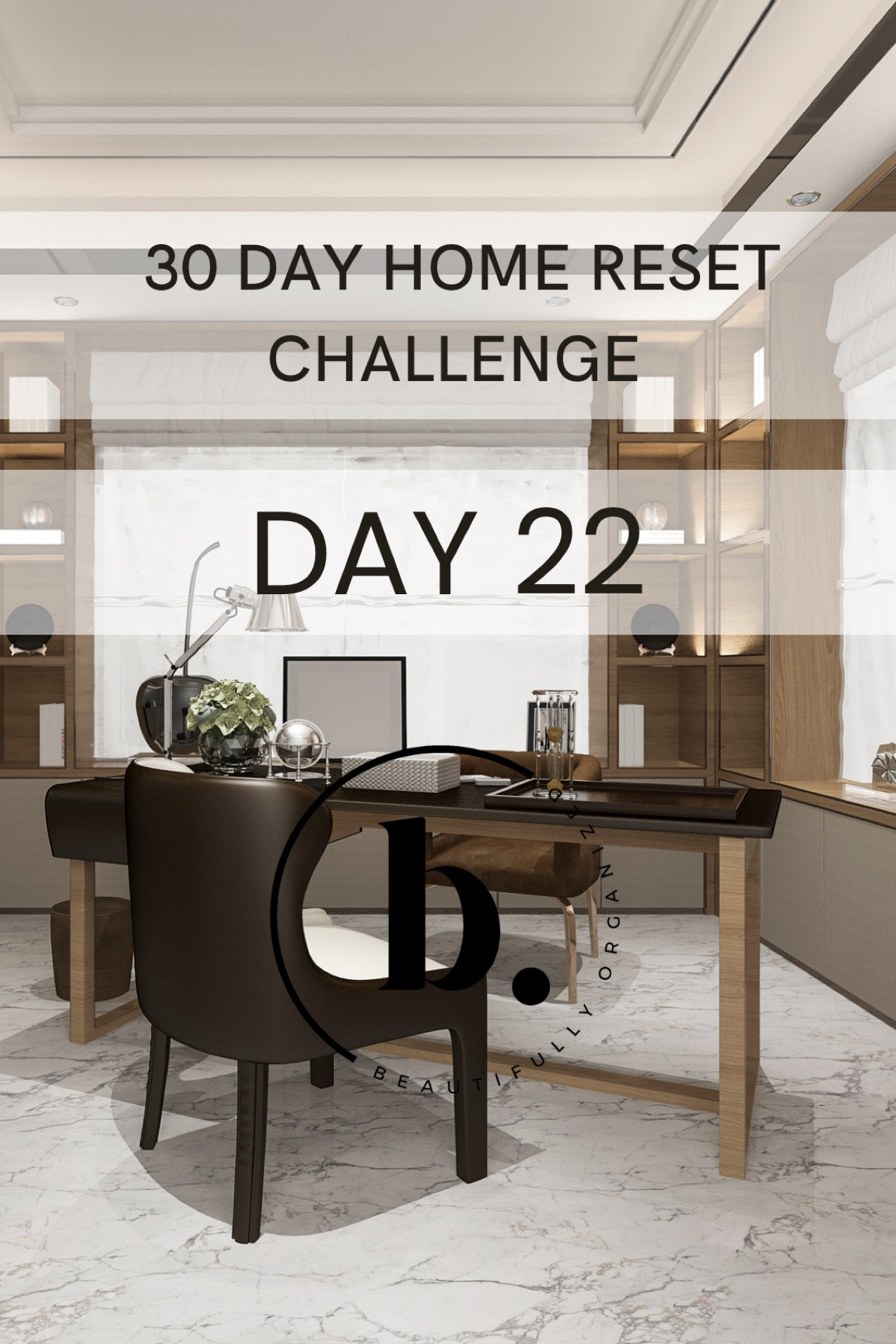 Welcome back to our 30 day home reset challenge, day 22

I’m Brittany , Mom to five, professional organizer, and owner of B. Beautifully Organized . 

Today we’re in the office. We will be spending two days in the home office as paper can be really tedious and overwhelming. So plan to do half today and half tomorrow.

Grab your black trash bags for donations, your white trash bags for trash, a basket for shred, a basket for things that don’t belong, set your timer for 30 minutes and let’s go! 

Start at one side of the room and work your way around to the other, asking yourself these questions as you take items out.

1. Does this item belong here? If not, put it in the basket to be returned to its place after the session.
2. If this item went missing, would I need to replace it? If not, let’s let it go!
3. If I did need this piece of paper, would it be easy to replace? If it’s not something you need every day And you can replace it easily by printing it out if needed, trash or shred. 
4. Have I been holding onto this paper just in case for a long time, but I haven’t needed it? Unless it’s tax documents from the past seven years, or important personal documents like identification documents, it’s safe to let it go!

#LTKWatchNow #LTKStyleTip #LTKHome