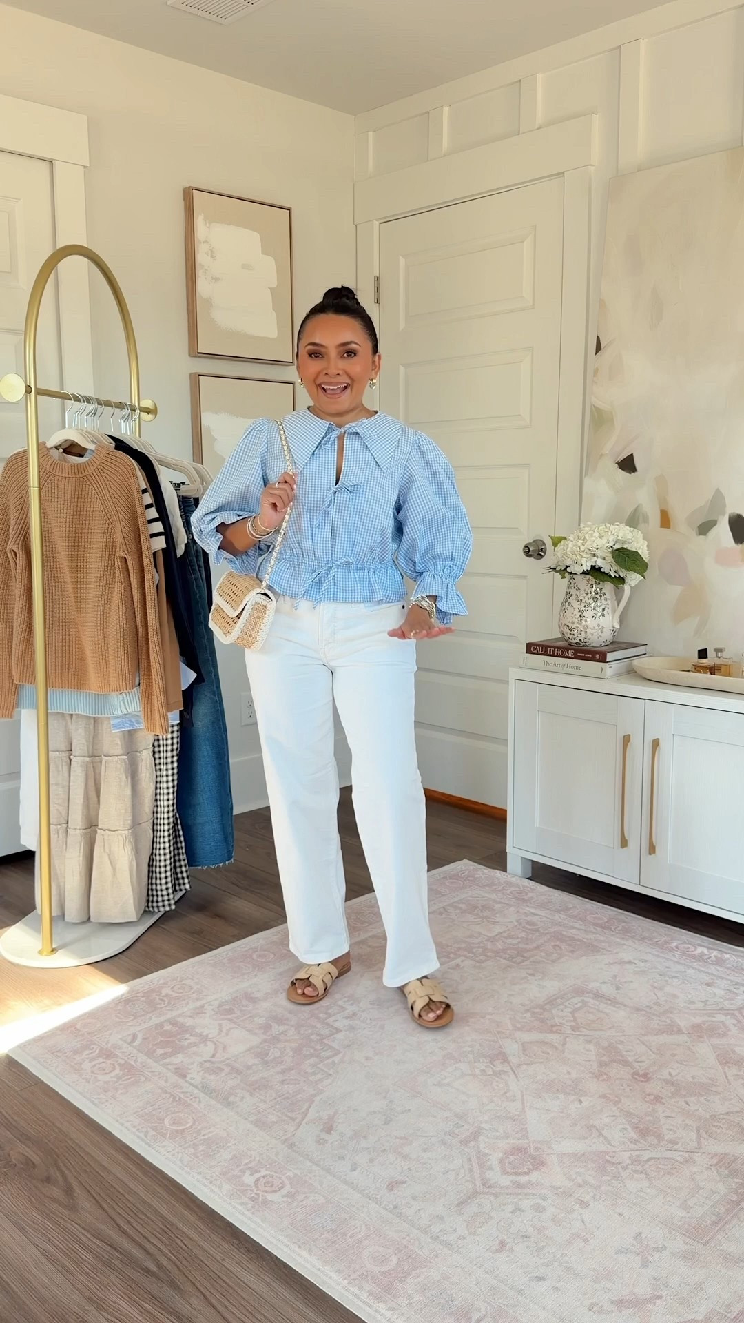 Blue check gingham top size xs TTS
White jeans size 2 petite TTS
Tan sandals size 5.5 TTS

#LTKPetite #LTKootd #LTKgrwm