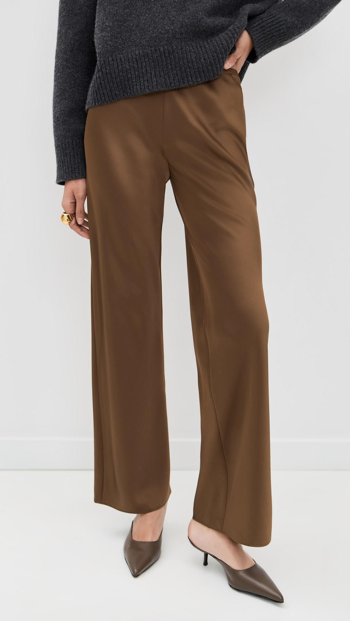 Gale Satin Mid Rise Bias Pants | Shopbop